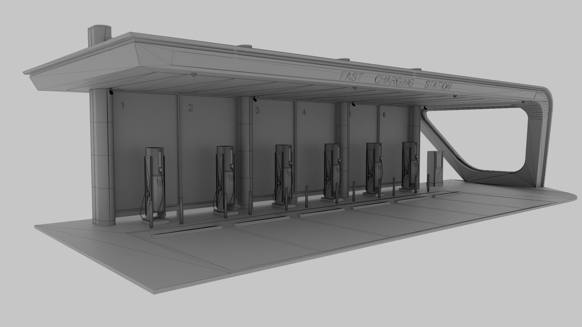 Electric Vehicle Charging Station 3D model_12