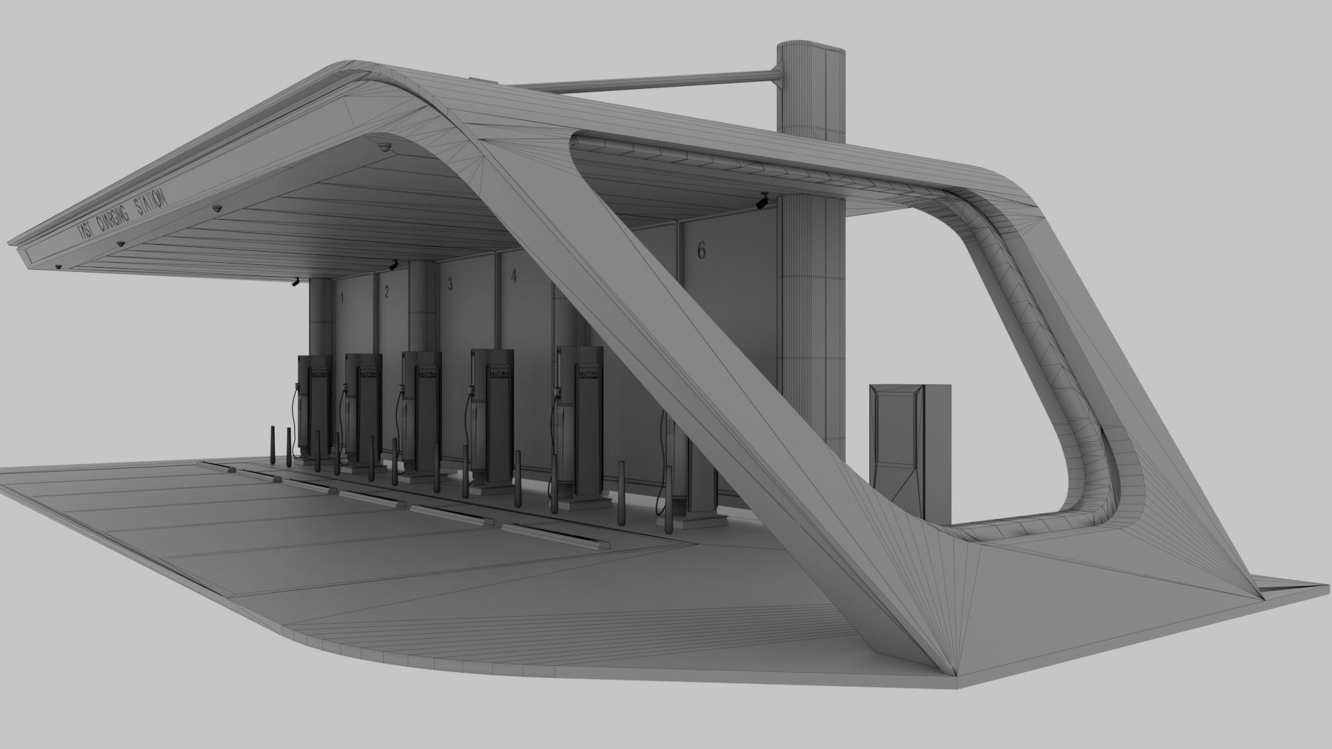 Electric Vehicle Charging Station 3D model_13
