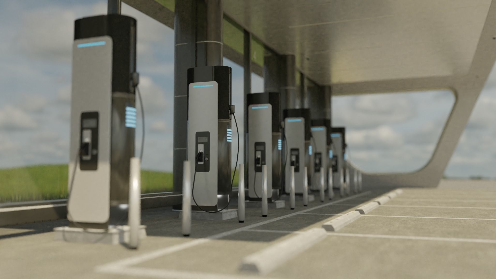 Electric Vehicle Charging Station 3D model_9
