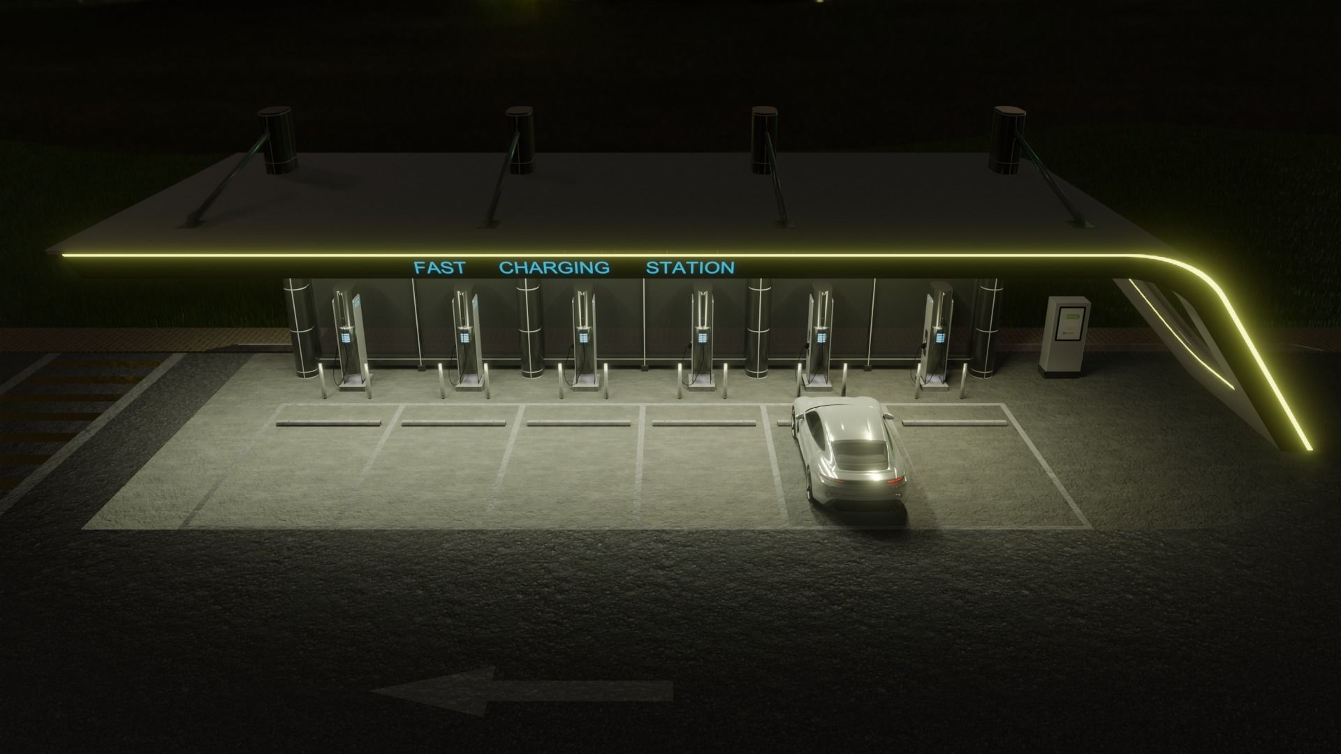Electric Vehicle Charging Station 3D model_8