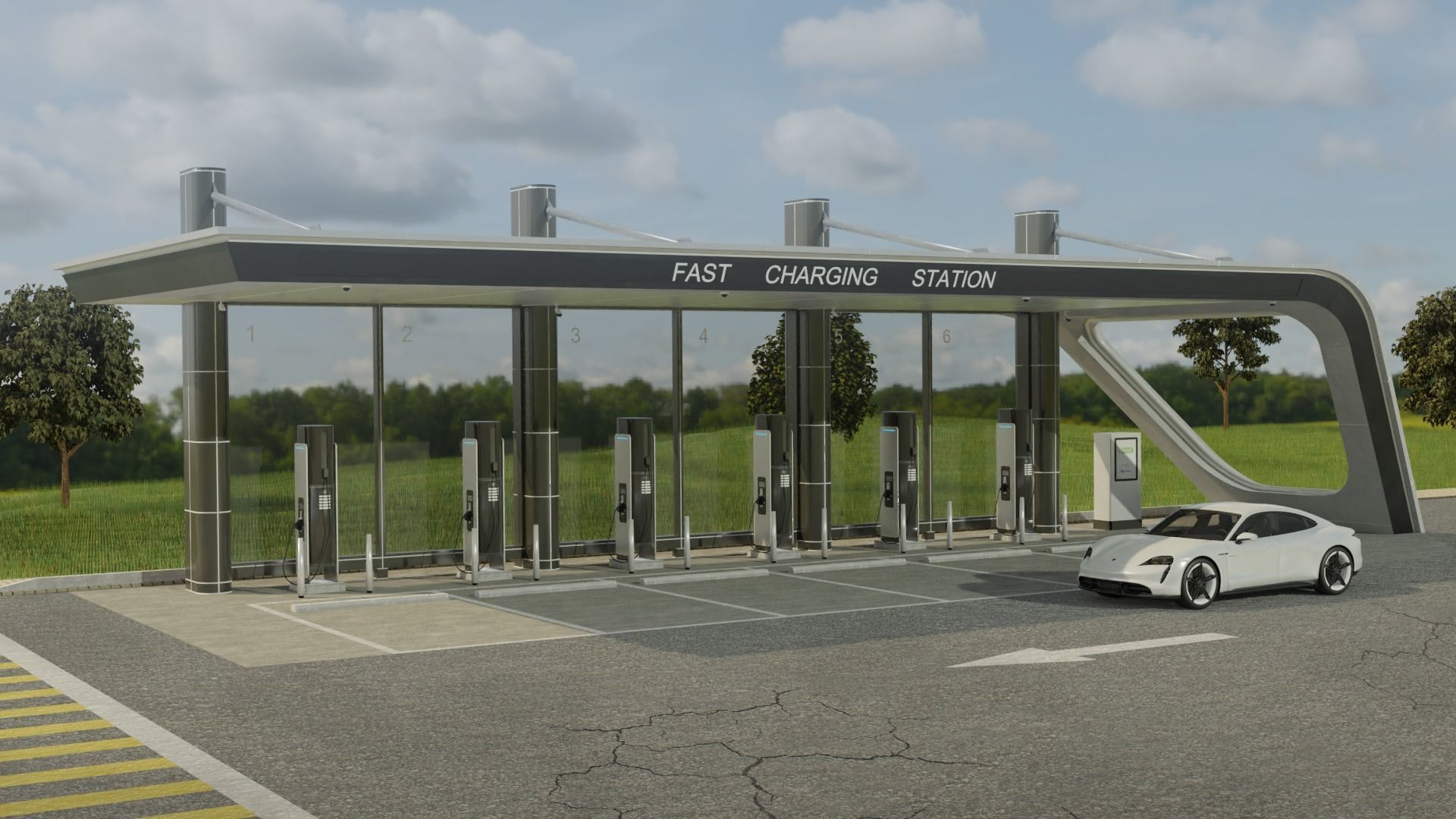 Electric Vehicle Charging Station 3D model_3