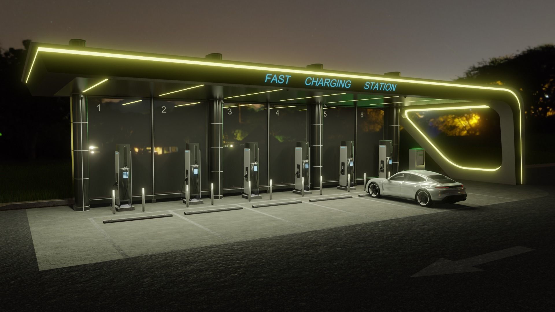 Electric Vehicle Charging Station 3D model_7
