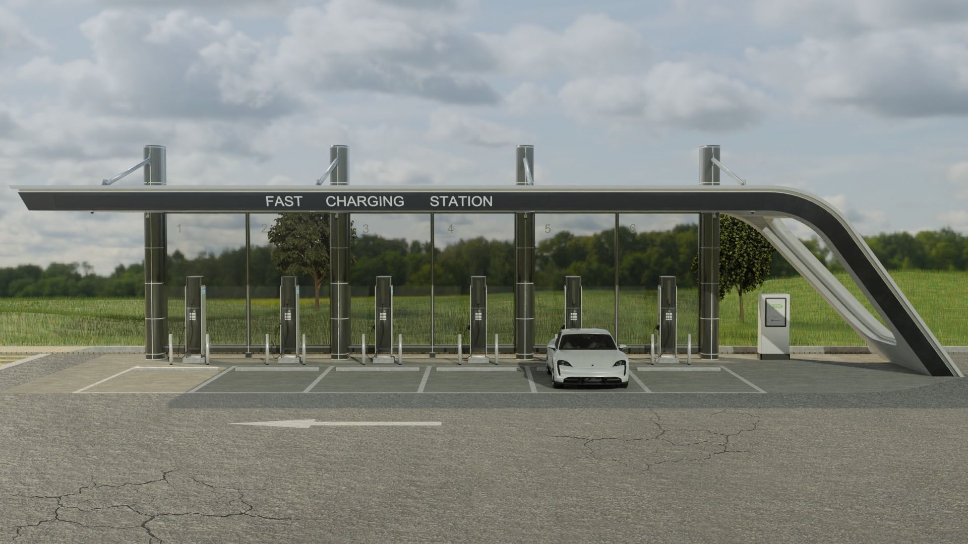 Electric Vehicle Charging Station 3D model_4