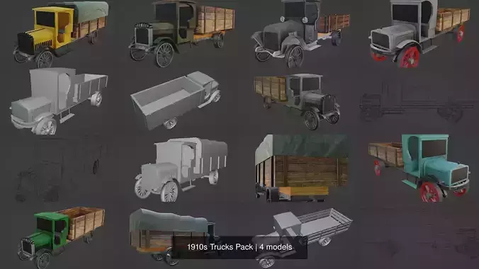 1910s Trucks Pack 3D Model Collection
