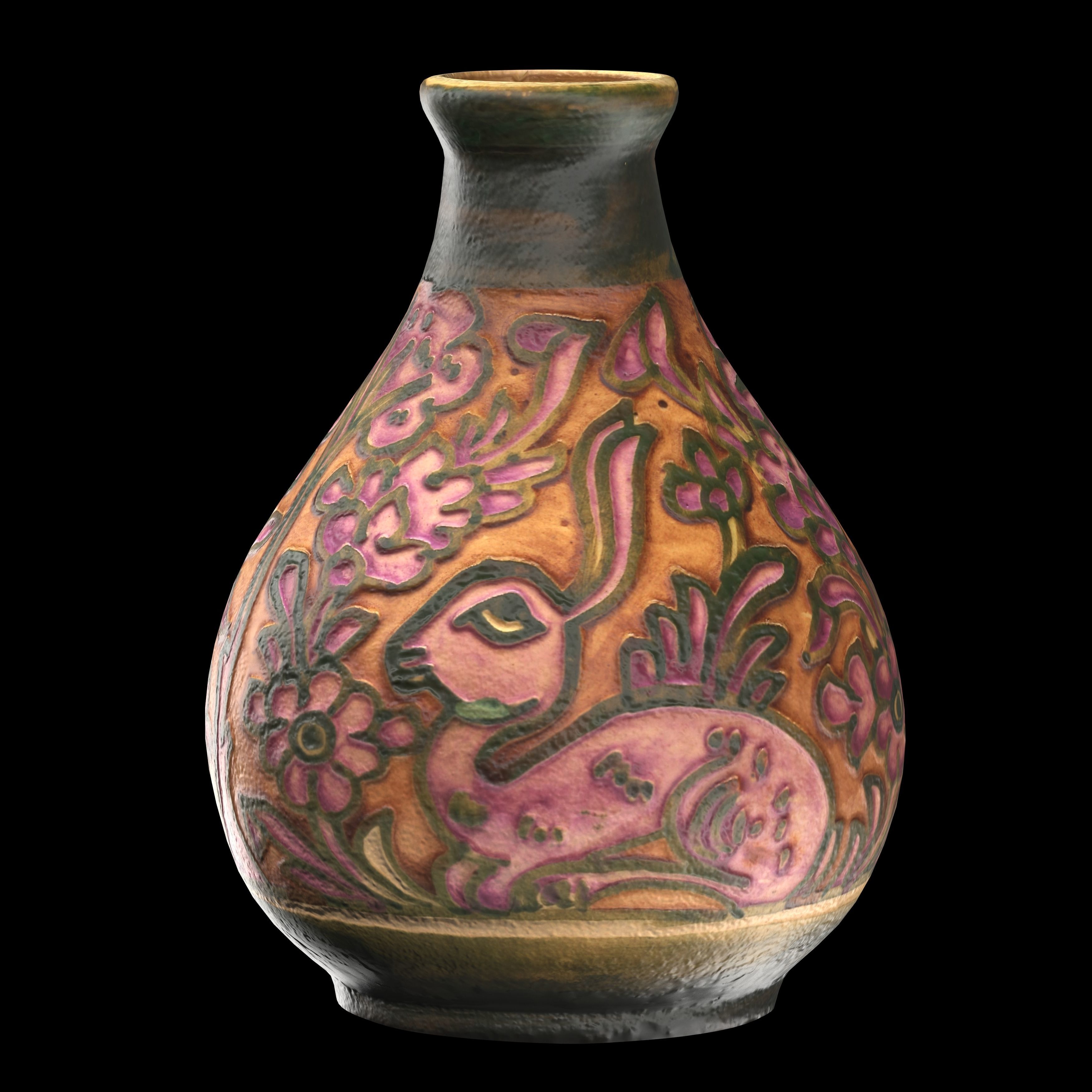 persian pottery vase n08 Low-poly 3D model_4