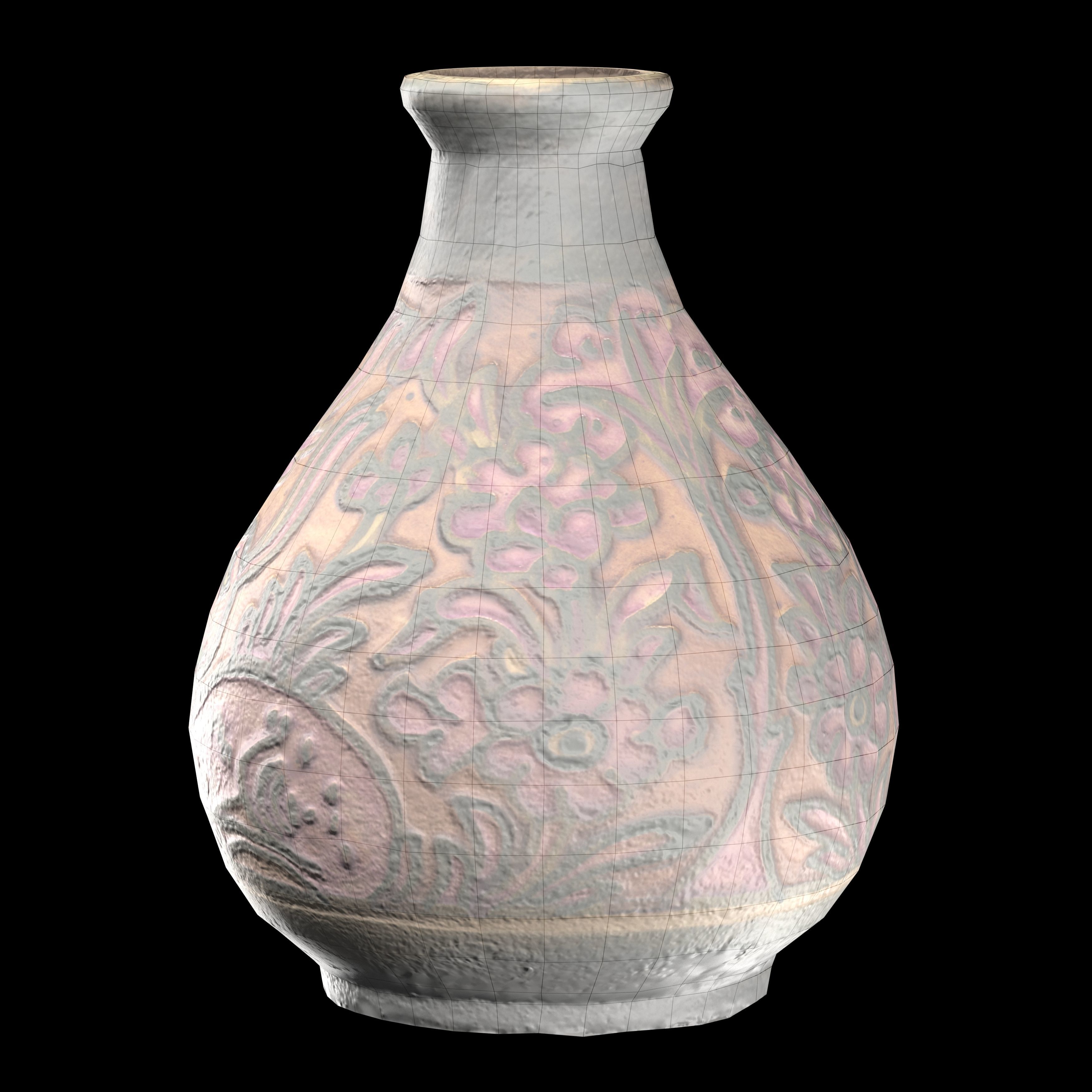 persian pottery vase n08 Low-poly 3D model_8