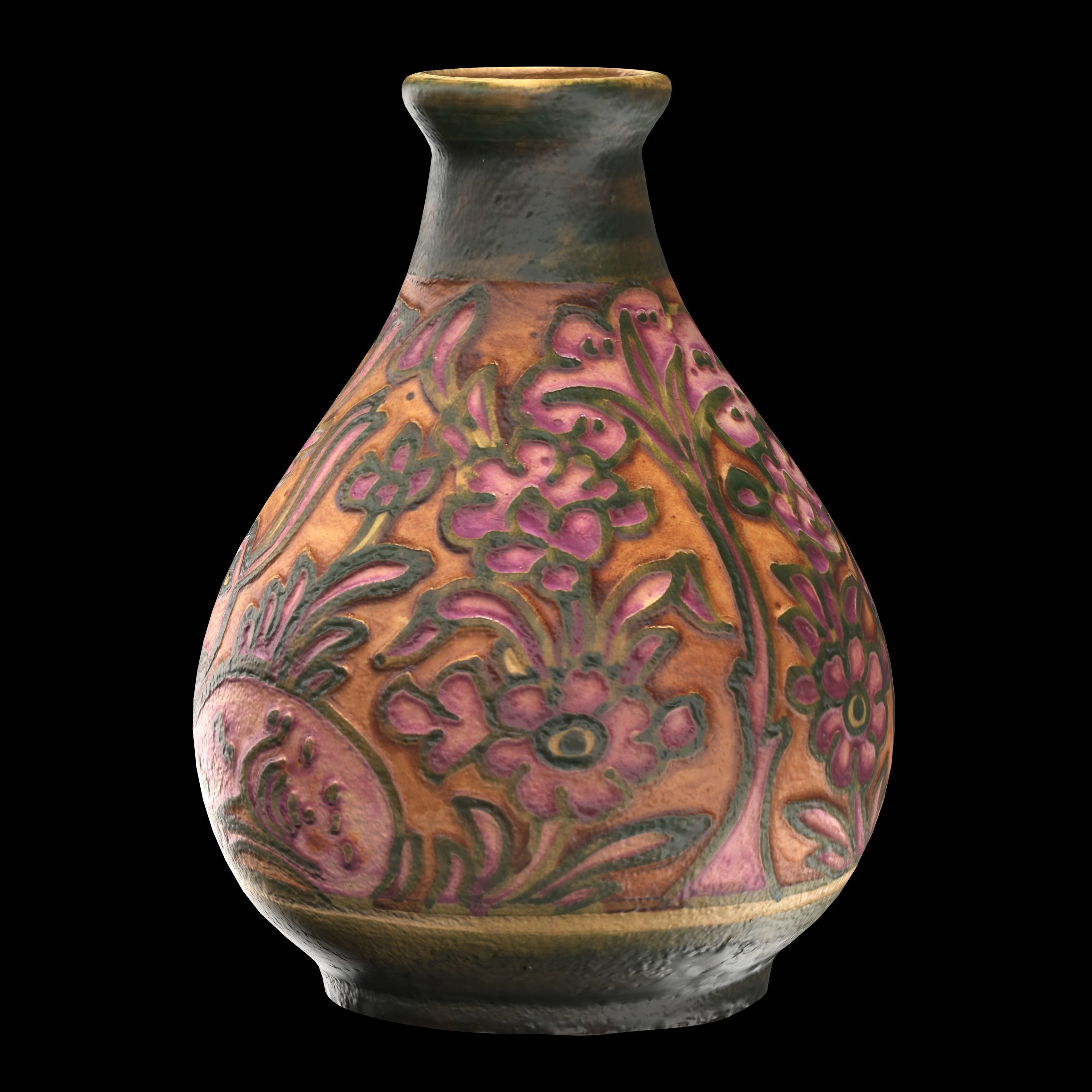 persian pottery vase n08 Low-poly 3D model_6