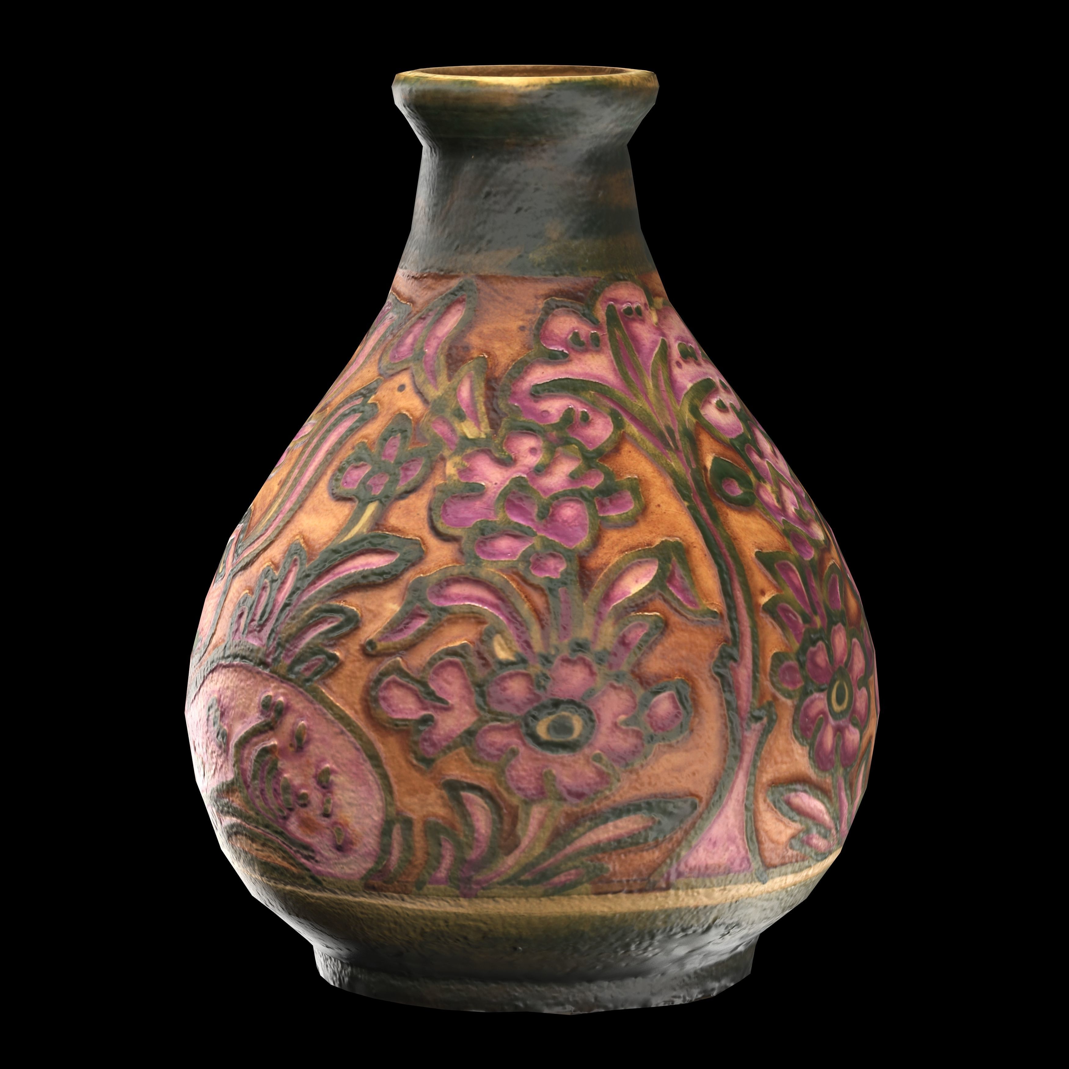 persian pottery vase n08 Low-poly 3D model_7
