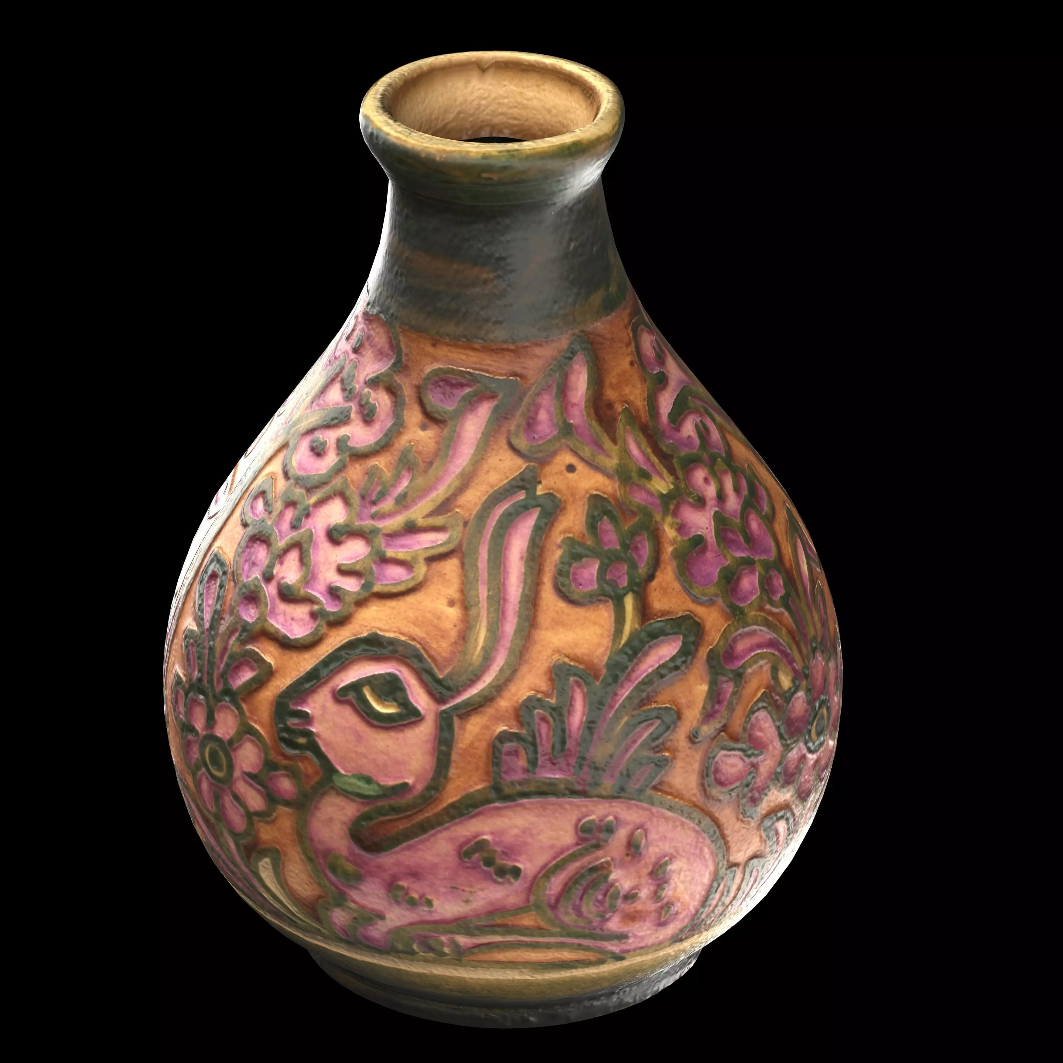 persian pottery vase n08 Low-poly 3D model_0