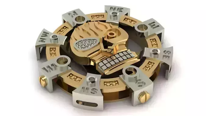 skull compass pendant- DIJE BRUJULA REF BRU - G 004