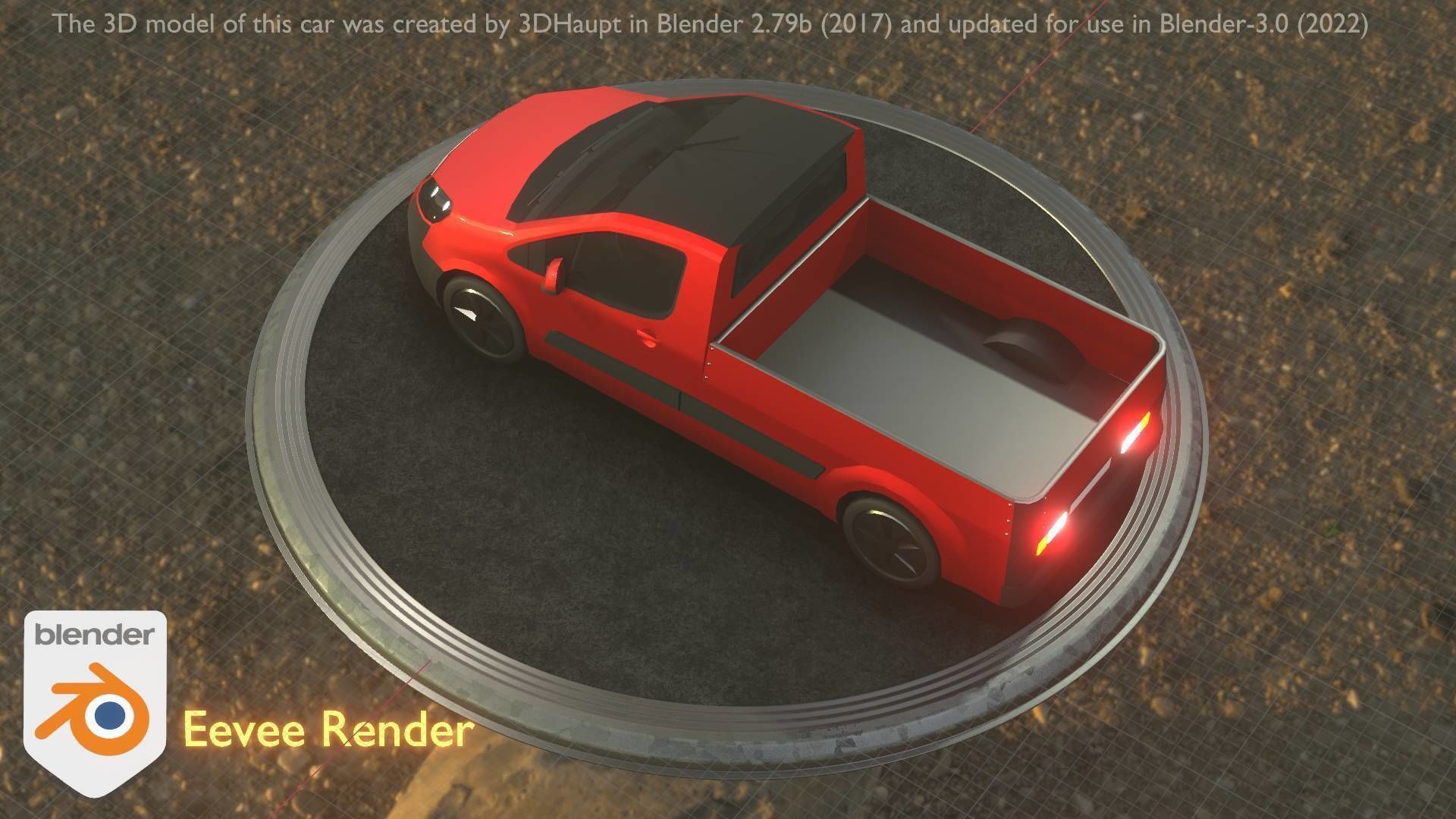 City Car 39 Utility Vehicles Van Pickup 1500 Type-D Red Low-poly 3D model_58