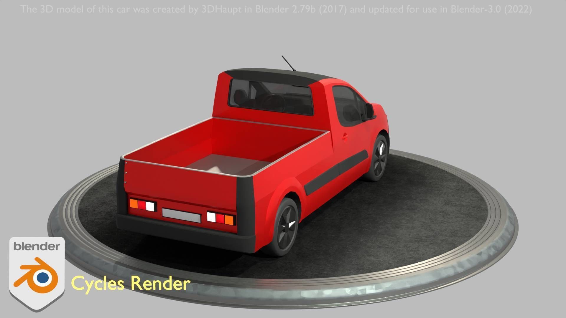 City Car 39 Utility Vehicles Van Pickup 1500 Type-D Red Low-poly 3D model_36