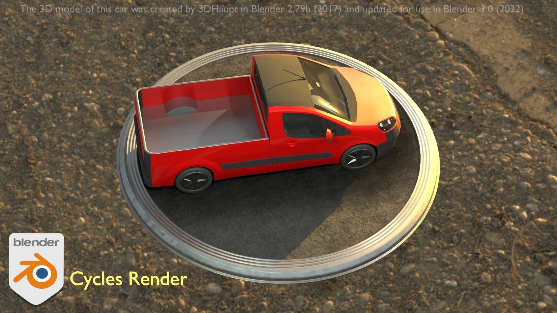 City Car 39 Utility Vehicles Van Pickup 1500 Type-D Red Low-poly 3D model_4