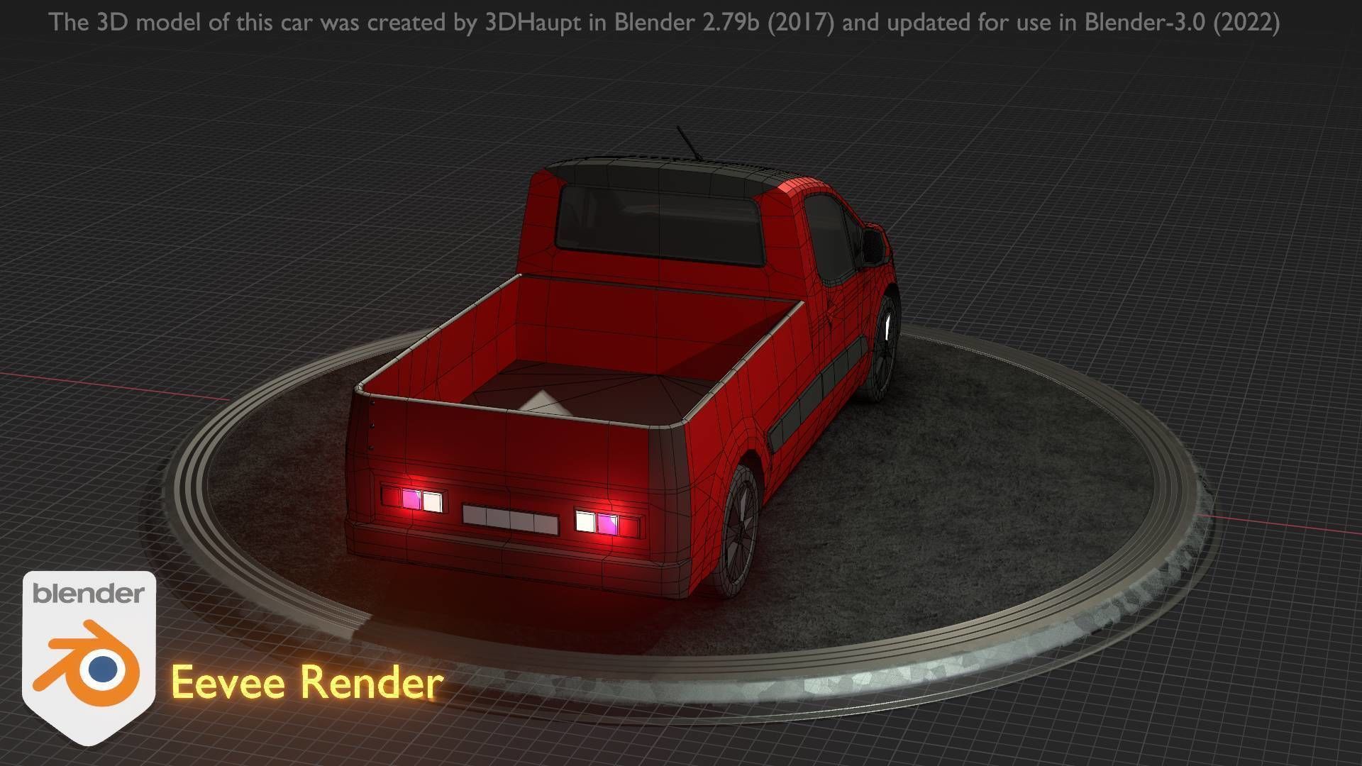 City Car 39 Utility Vehicles Van Pickup 1500 Type-D Red Low-poly 3D model_93
