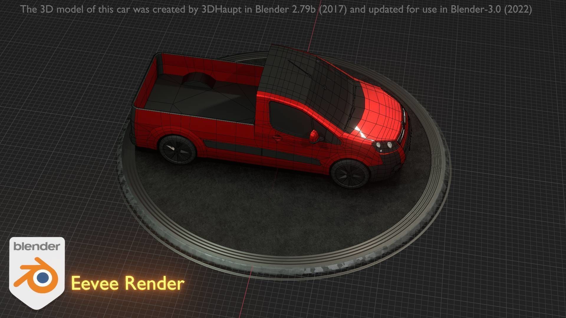 City Car 39 Utility Vehicles Van Pickup 1500 Type-D Red Low-poly 3D model_32