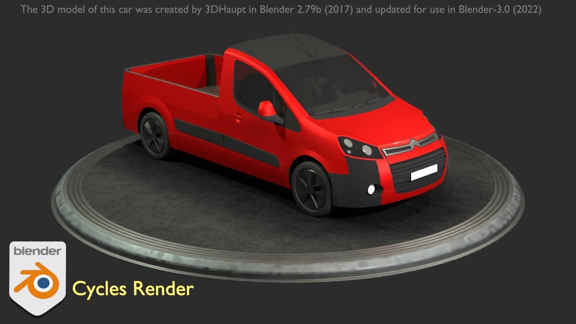 City Car 39 Utility Vehicles Van Pickup 1500 Type-D Red Low-poly 3D model_80