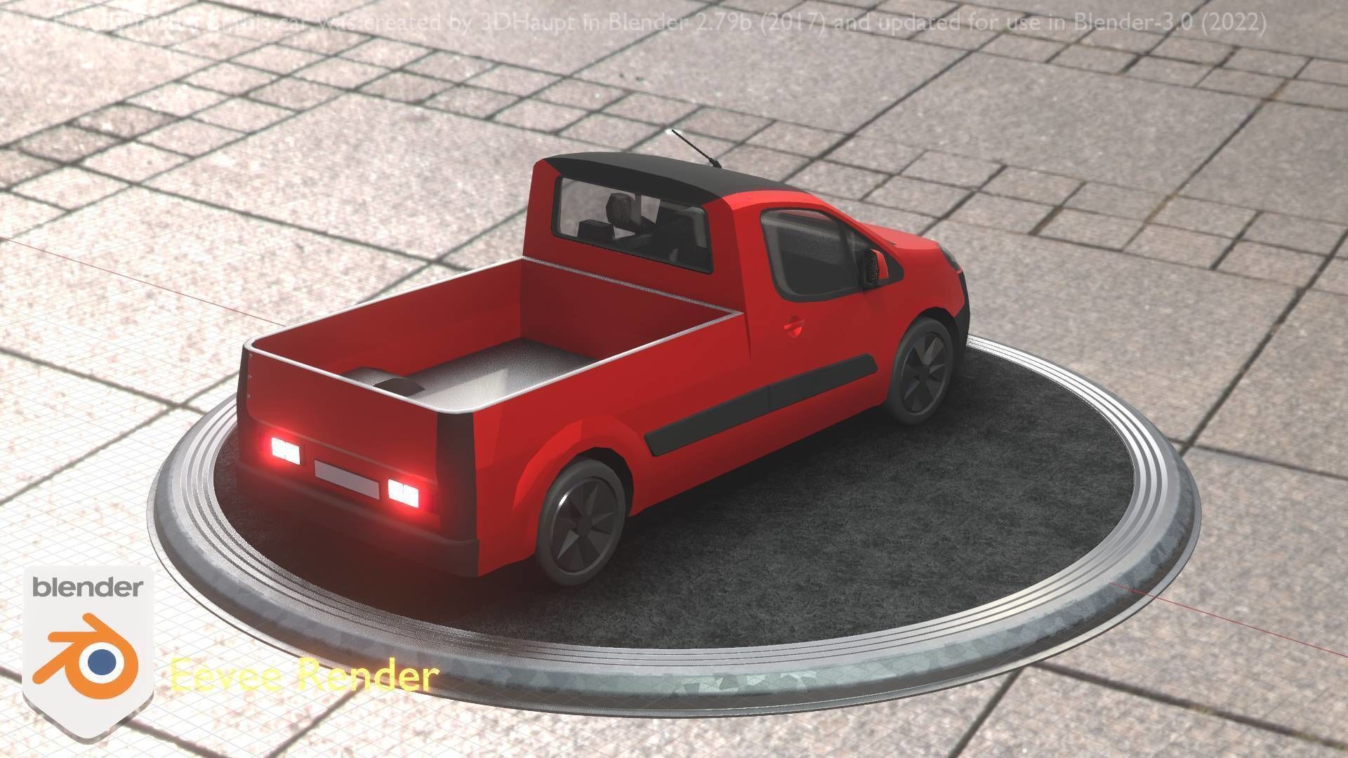 City Car 39 Utility Vehicles Van Pickup 1500 Type-D Red Low-poly 3D model_50