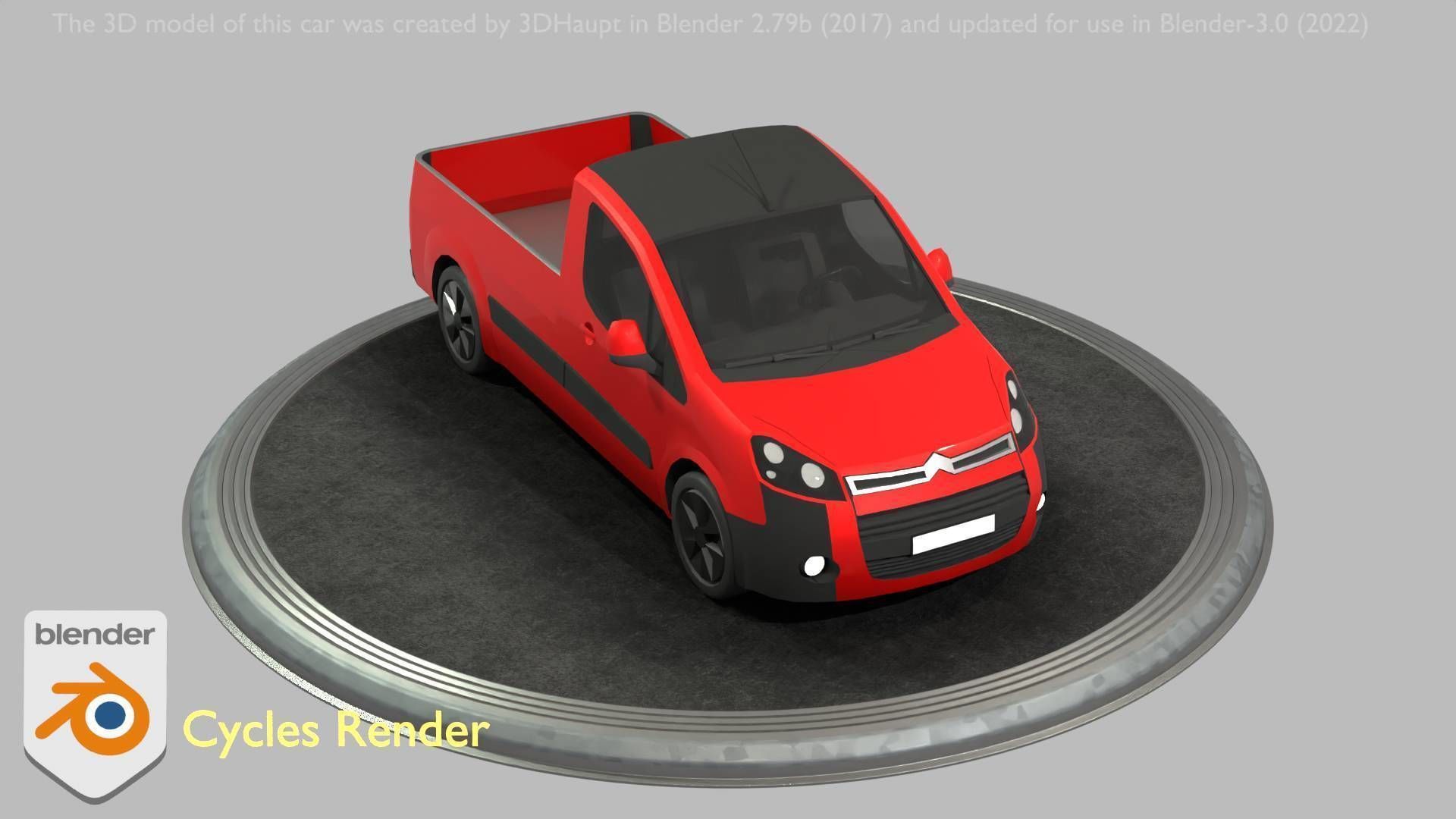 City Car 39 Utility Vehicles Van Pickup 1500 Type-D Red Low-poly 3D model_51