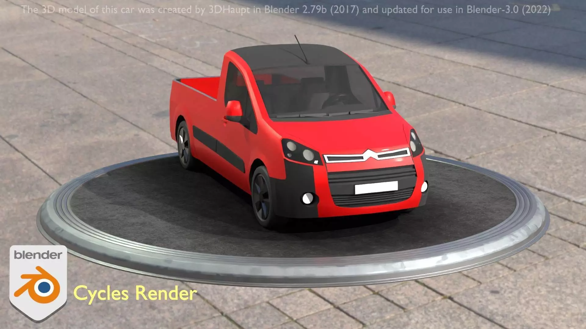 City Car 39 Utility Vehicles Van Pickup 1500 Type-D Red Low-poly 3D model_0