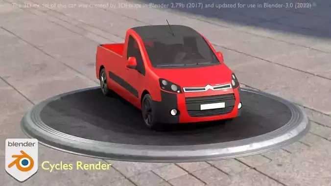 City Car 39 Utility Vehicles Van Pickup 1500 Type-D Red Low-poly 3D model