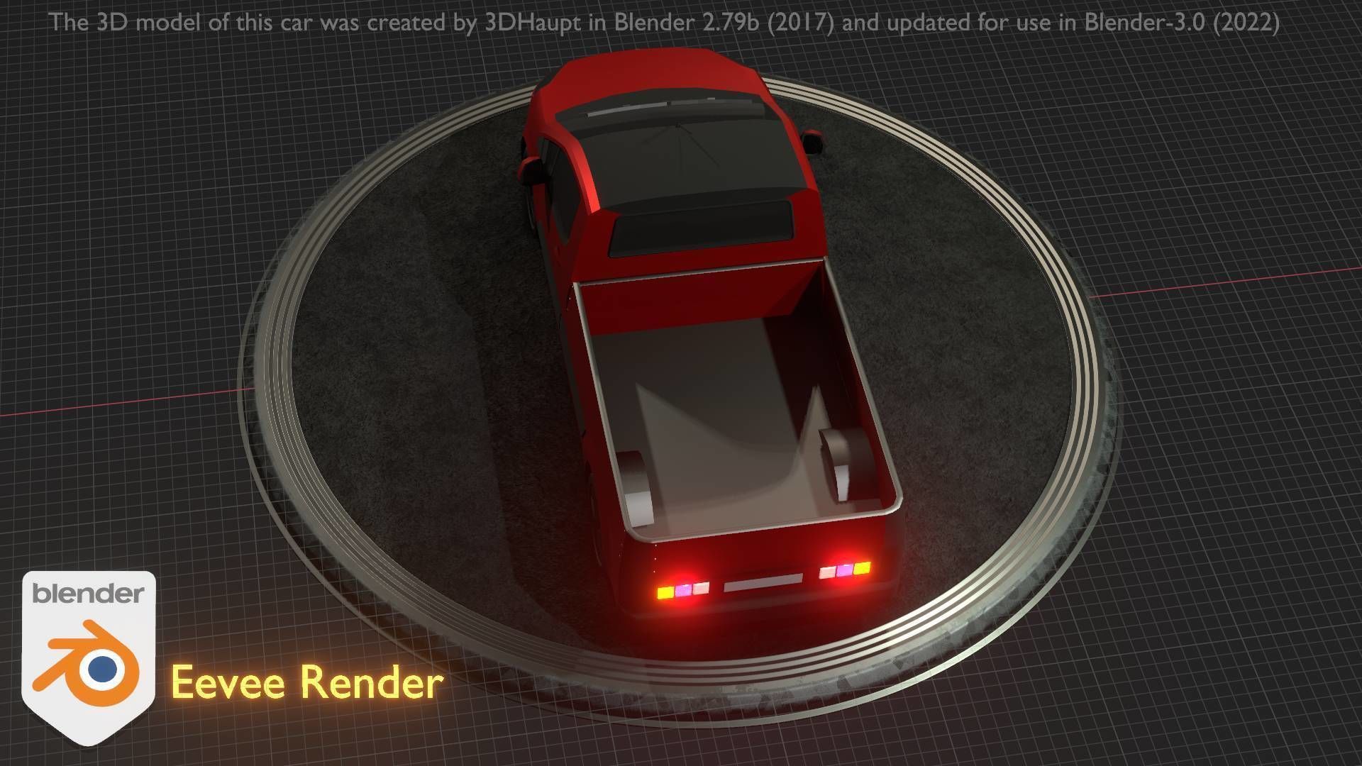 City Car 39 Utility Vehicles Van Pickup 1500 Type-D Red Low-poly 3D model_62