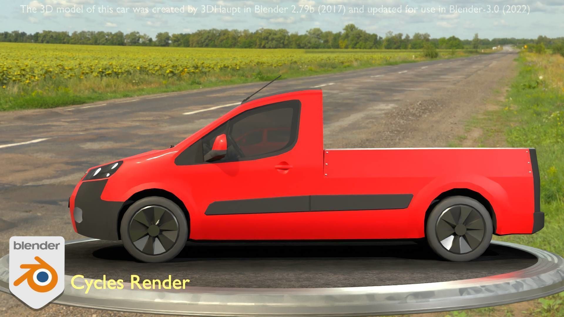 City Car 39 Utility Vehicles Van Pickup 1500 Type-D Red Low-poly 3D model_8