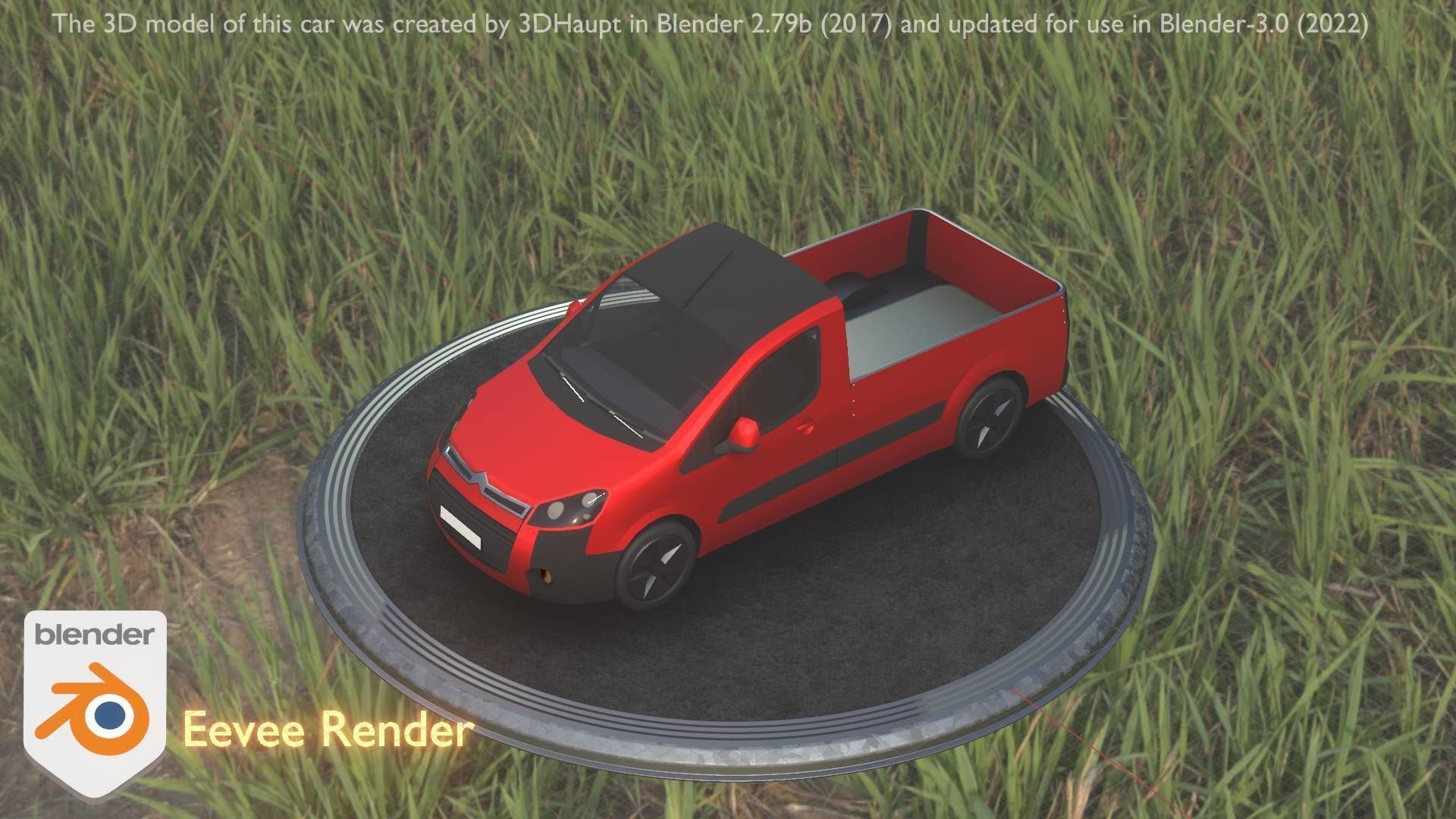 City Car 39 Utility Vehicles Van Pickup 1500 Type-D Red Low-poly 3D model_24