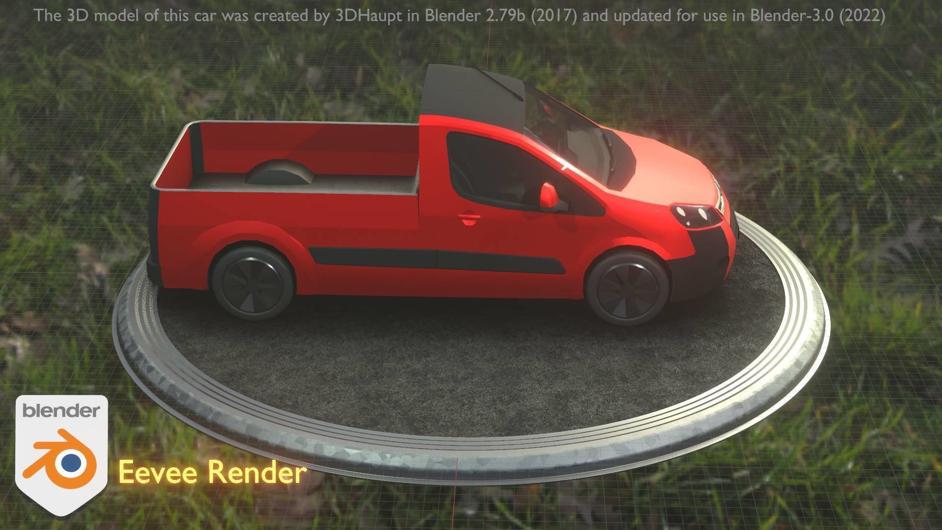 City Car 39 Utility Vehicles Van Pickup 1500 Type-D Red Low-poly 3D model_41