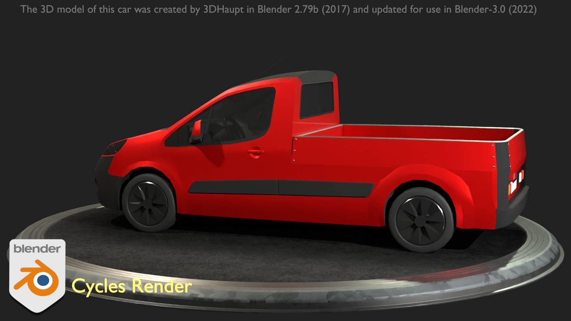 City Car 39 Utility Vehicles Van Pickup 1500 Type-D Red Low-poly 3D model_42