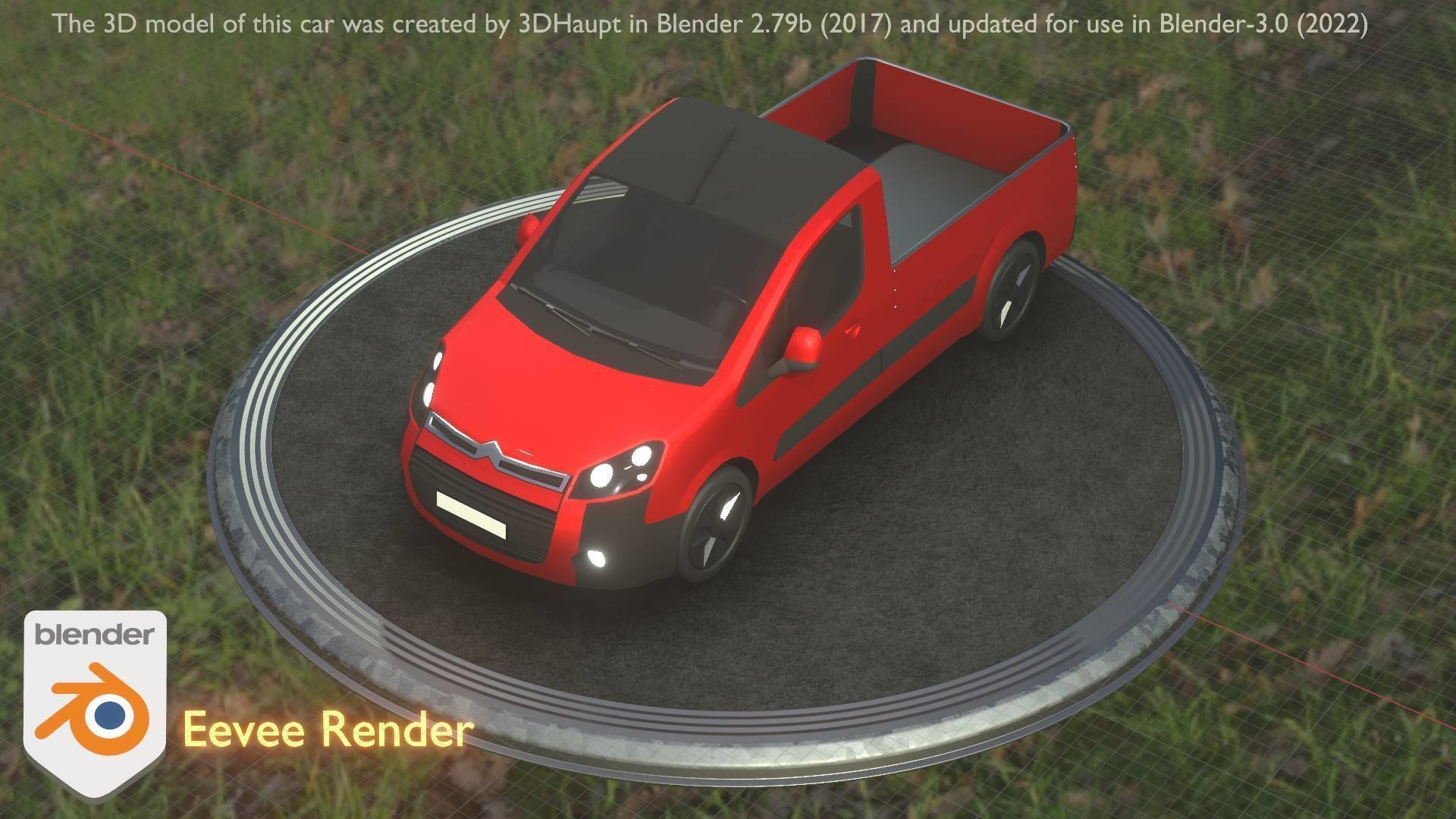 City Car 39 Utility Vehicles Van Pickup 1500 Type-D Red Low-poly 3D model_72