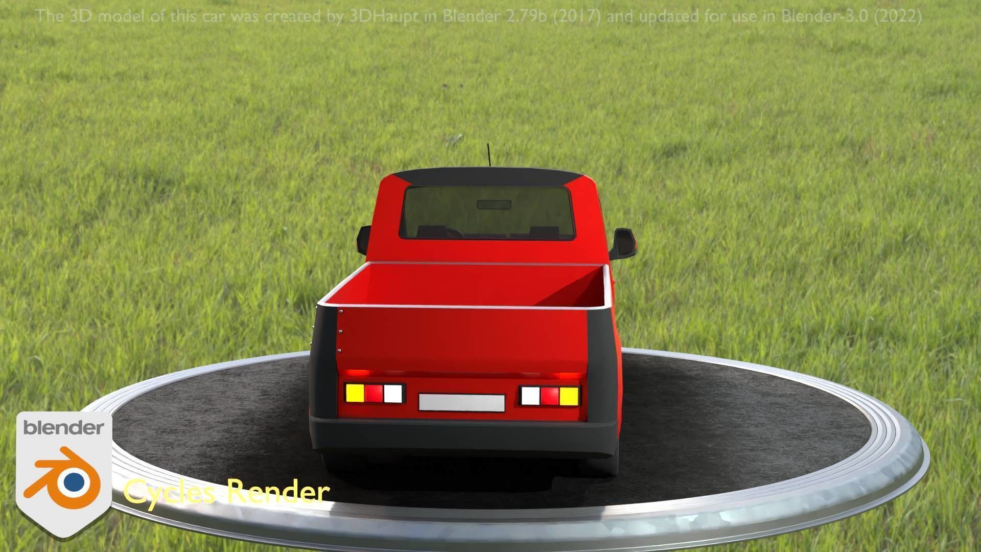 City Car 39 Utility Vehicles Van Pickup 1500 Type-D Red Low-poly 3D model_76