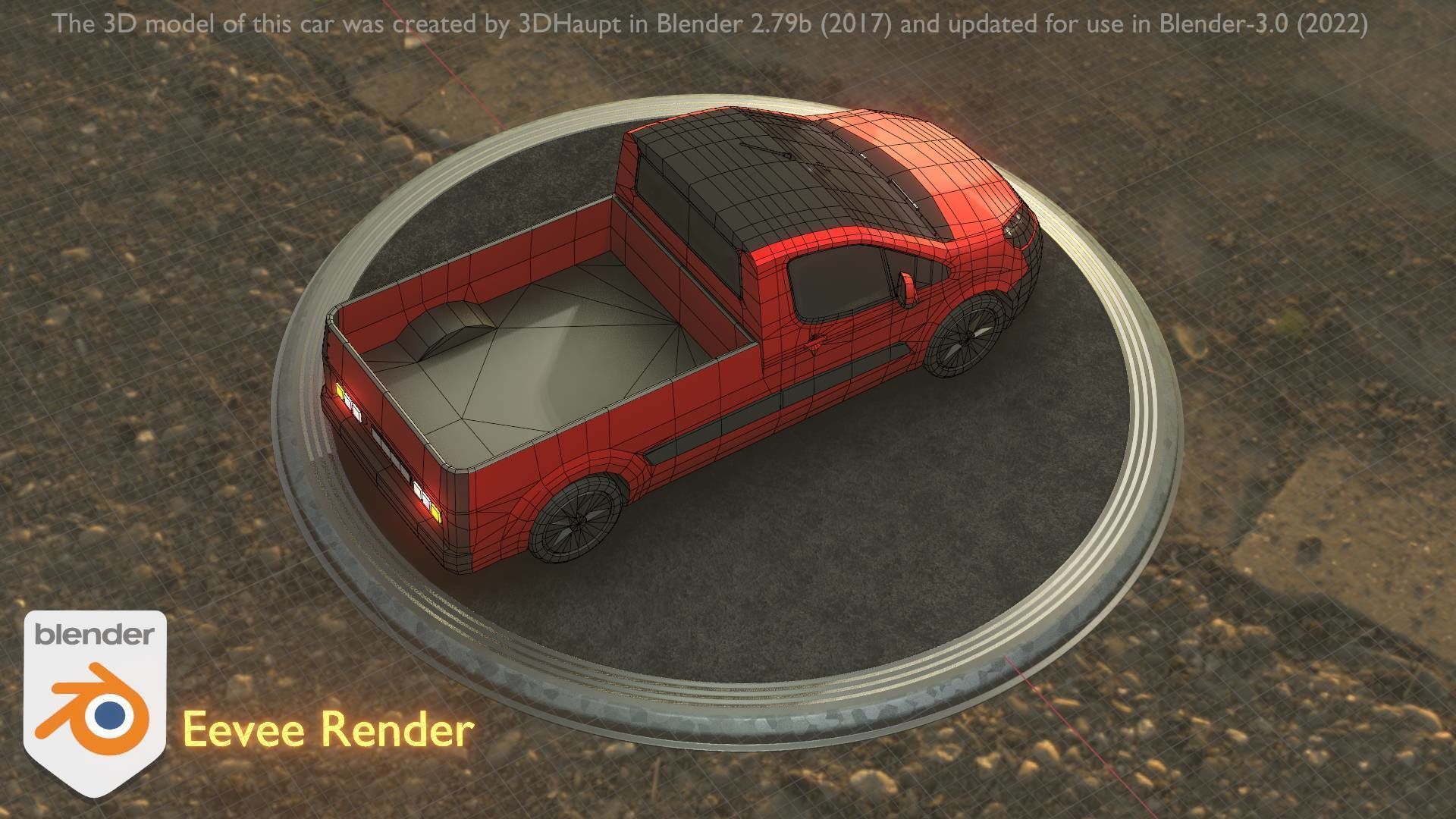 City Car 39 Utility Vehicles Van Pickup 1500 Type-D Red Low-poly 3D model_20