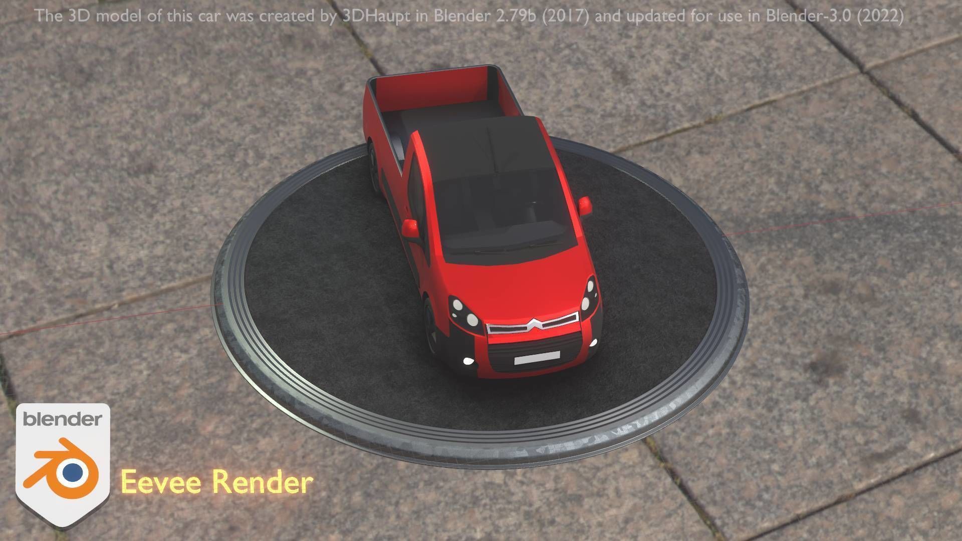 City Car 39 Utility Vehicles Van Pickup 1500 Type-D Red Low-poly 3D model_65