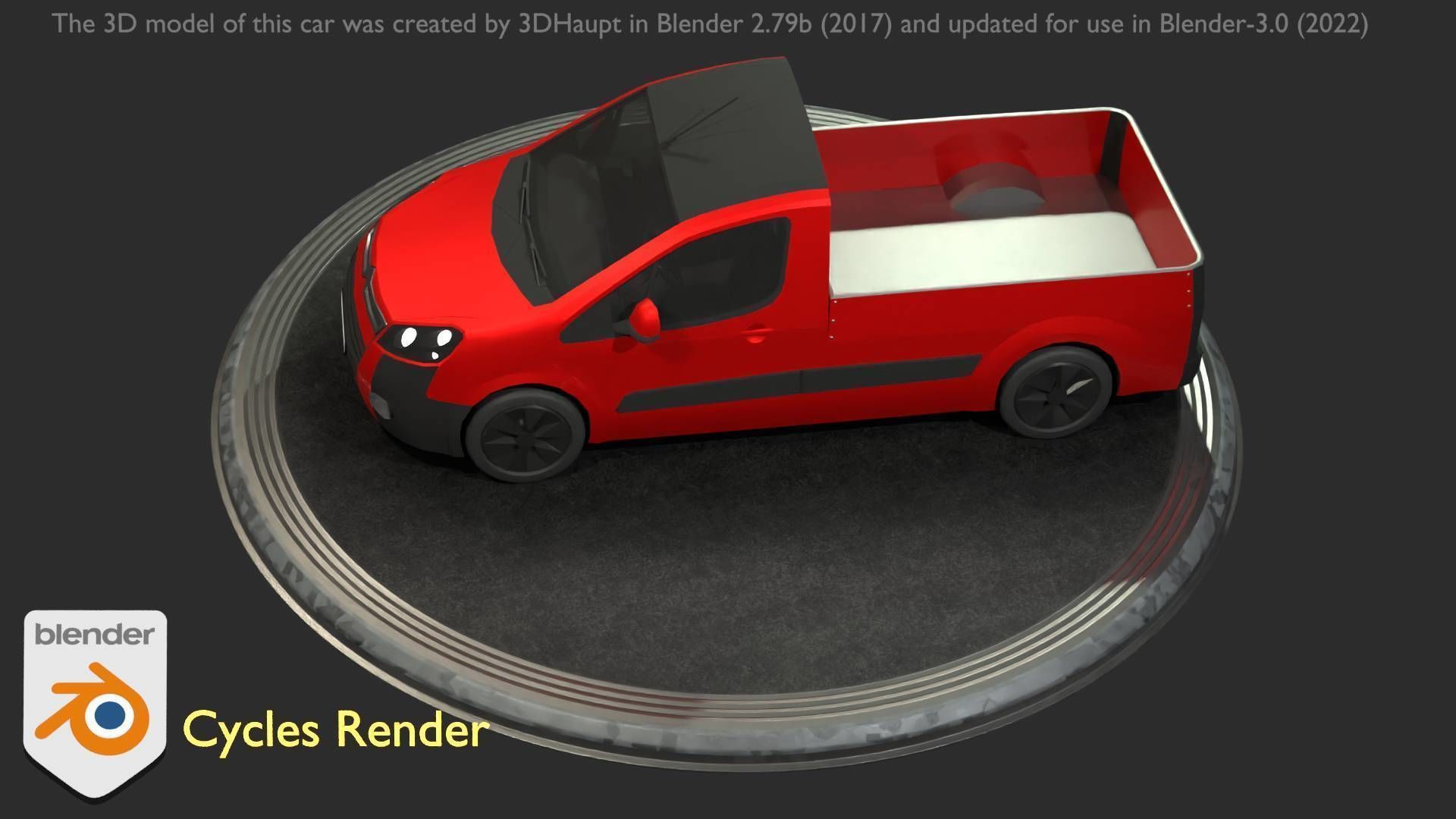 City Car 39 Utility Vehicles Van Pickup 1500 Type-D Red Low-poly 3D model_94