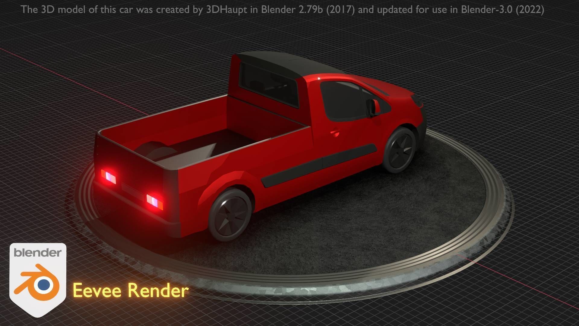 City Car 39 Utility Vehicles Van Pickup 1500 Type-D Red Low-poly 3D model_31