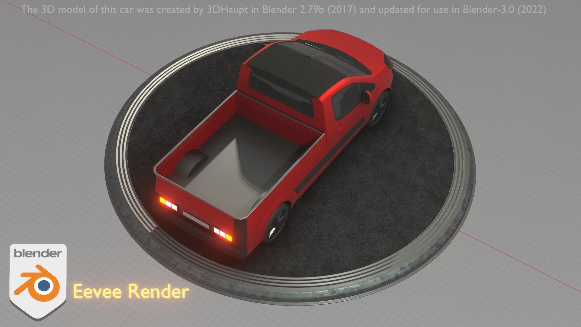 City Car 39 Utility Vehicles Van Pickup 1500 Type-D Red Low-poly 3D model_59
