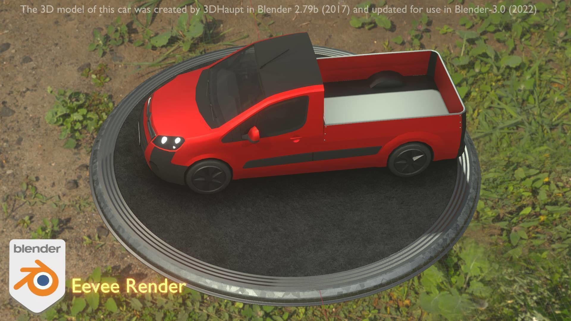 City Car 39 Utility Vehicles Van Pickup 1500 Type-D Red Low-poly 3D model_55