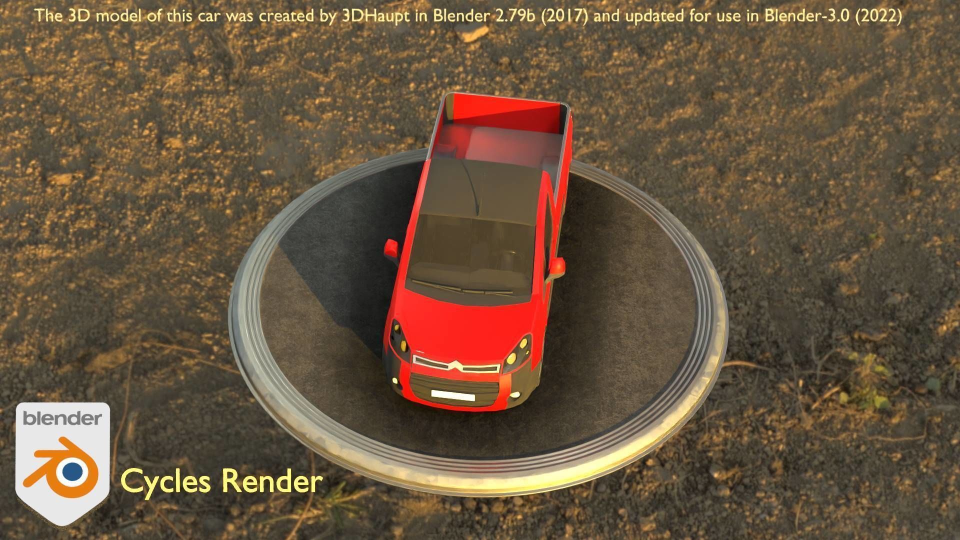 City Car 39 Utility Vehicles Van Pickup 1500 Type-D Red Low-poly 3D model_66