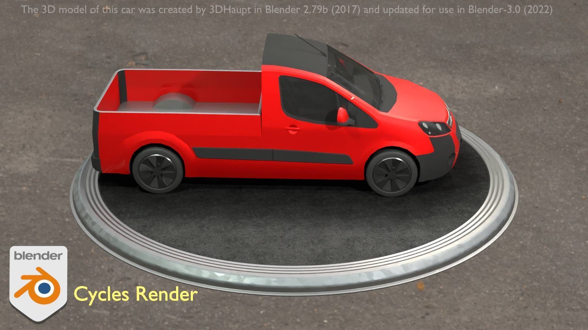 City Car 39 Utility Vehicles Van Pickup 1500 Type-D Red Low-poly 3D model_81