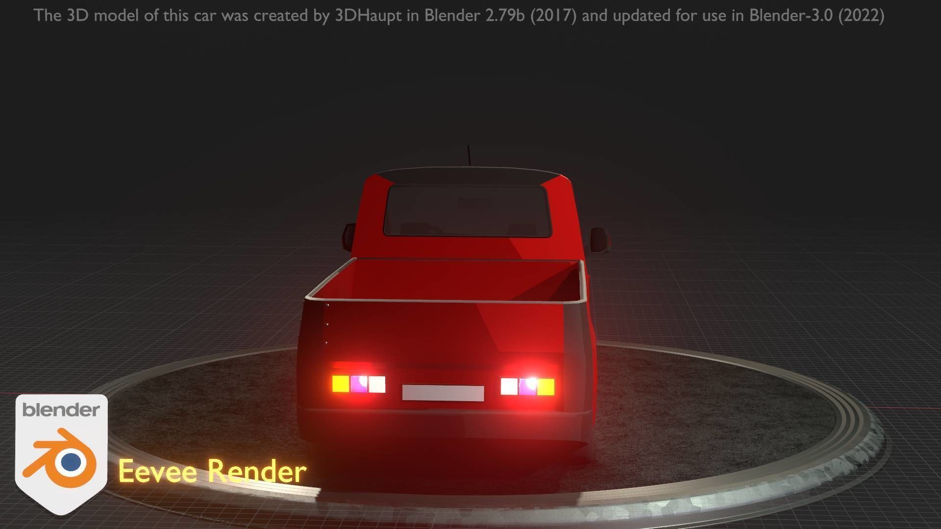 City Car 39 Utility Vehicles Van Pickup 1500 Type-D Red Low-poly 3D model_28
