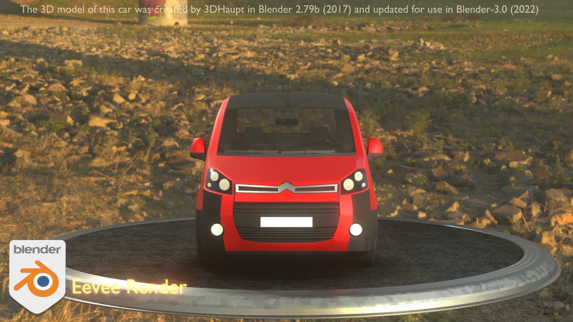 City Car 39 Utility Vehicles Van Pickup 1500 Type-D Red Low-poly 3D model_44