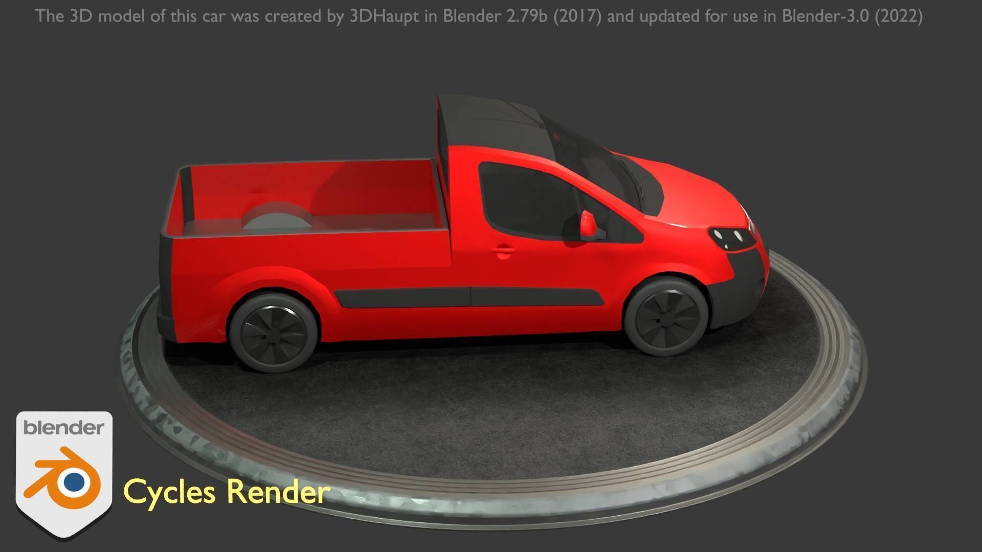 City Car 39 Utility Vehicles Van Pickup 1500 Type-D Red Low-poly 3D model_86