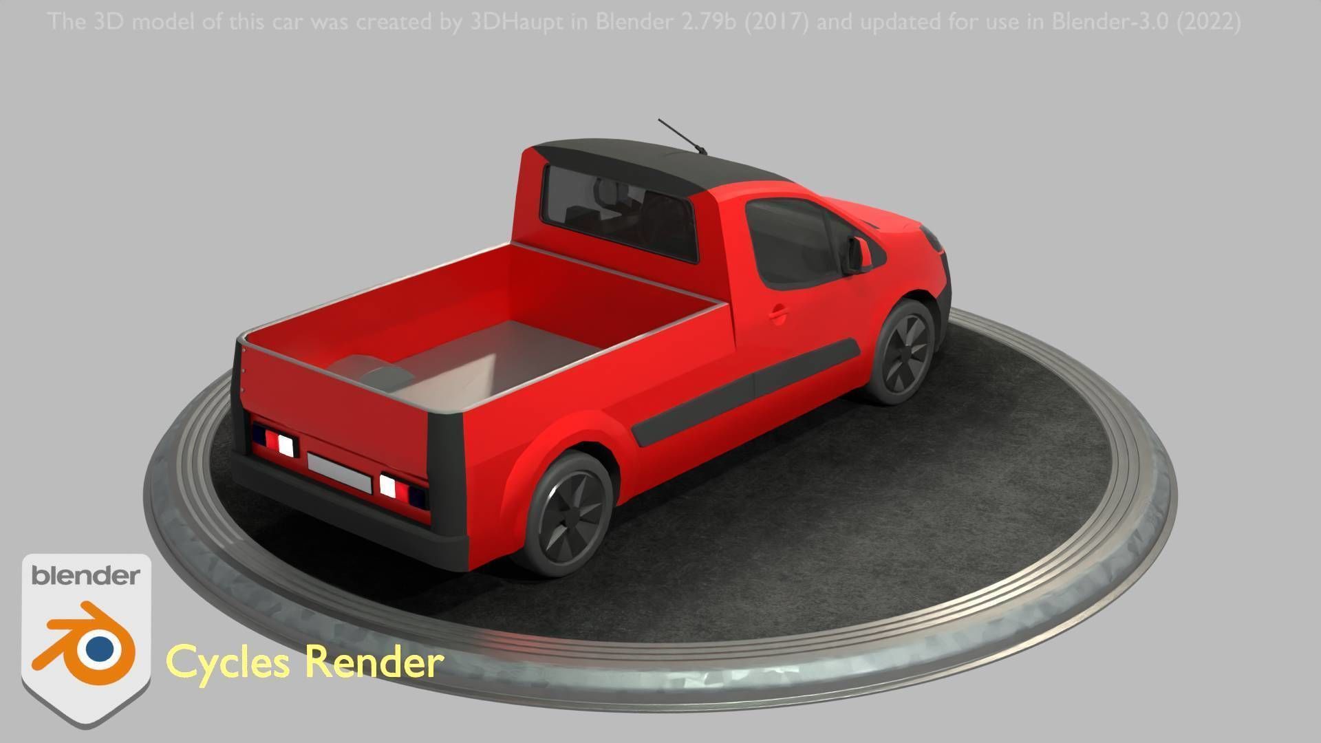 City Car 39 Utility Vehicles Van Pickup 1500 Type-D Red Low-poly 3D model_100