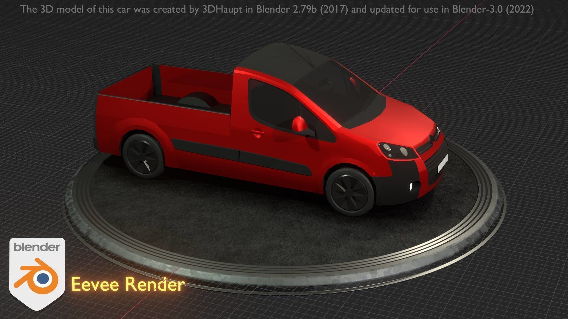 City Car 39 Utility Vehicles Van Pickup 1500 Type-D Red Low-poly 3D model_82