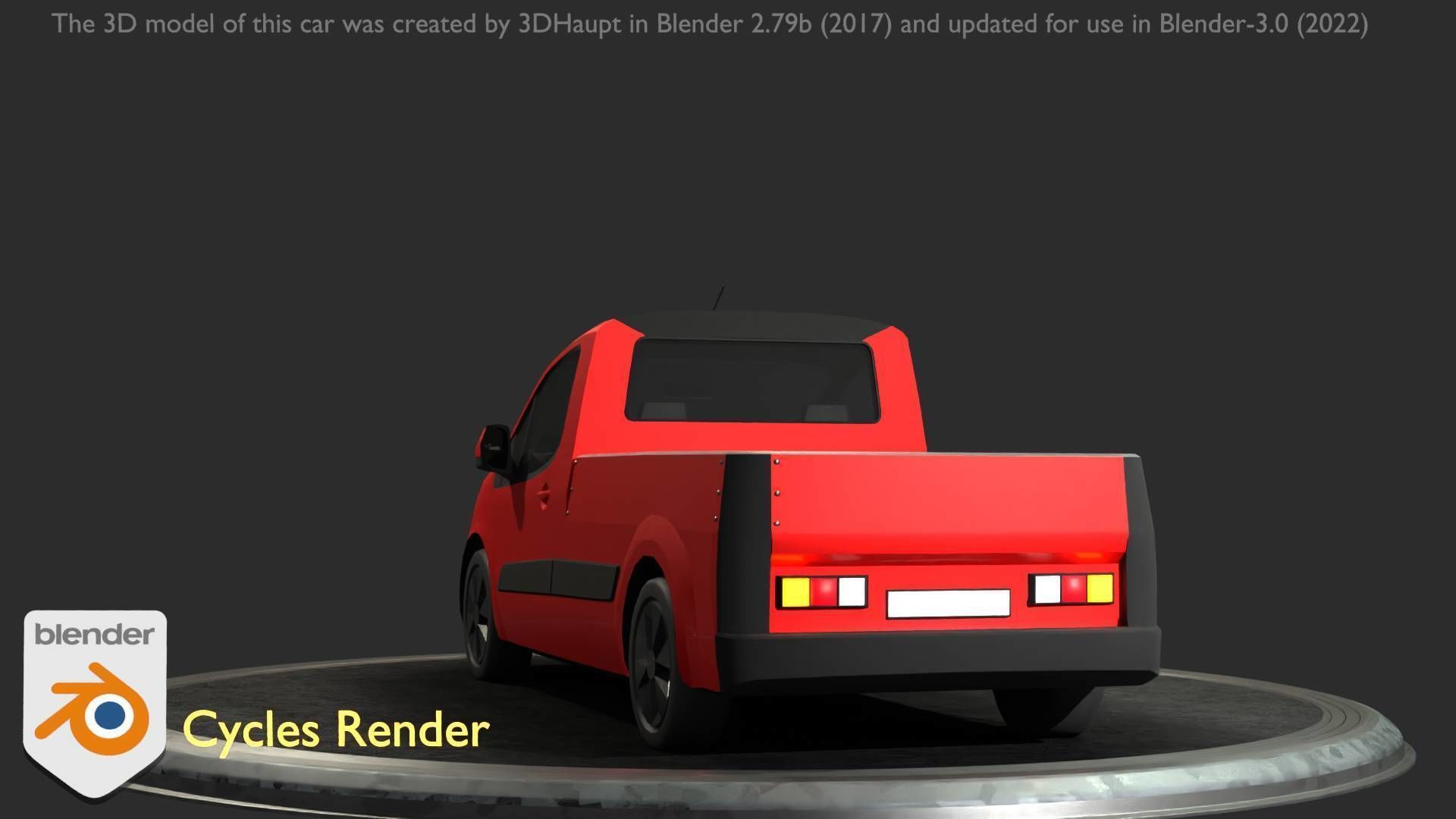 City Car 39 Utility Vehicles Van Pickup 1500 Type-D Red Low-poly 3D model_29