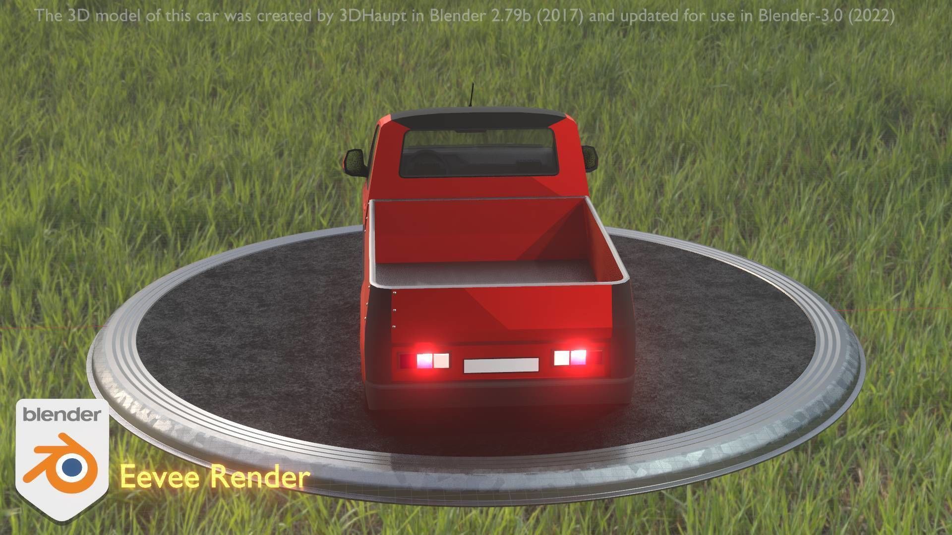 City Car 39 Utility Vehicles Van Pickup 1500 Type-D Red Low-poly 3D model_45