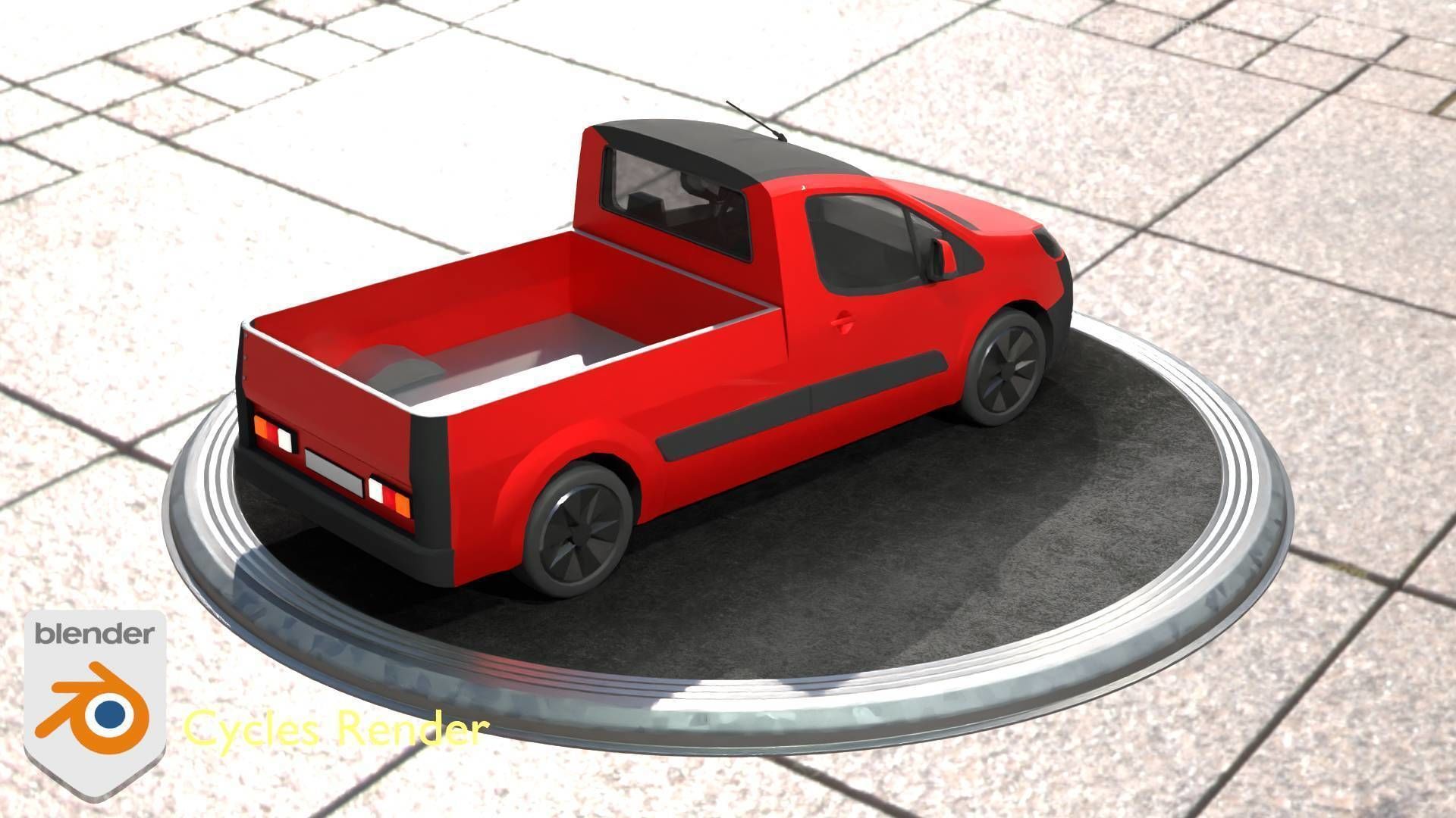 City Car 39 Utility Vehicles Van Pickup 1500 Type-D Red Low-poly 3D model_84