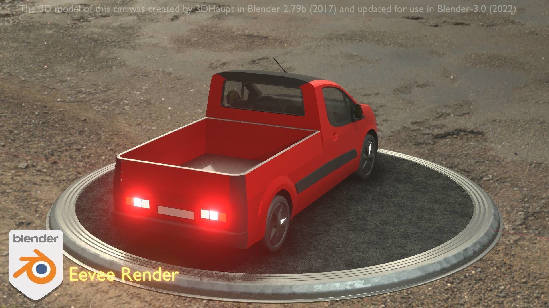 City Car 39 Utility Vehicles Van Pickup 1500 Type-D Red Low-poly 3D model_6