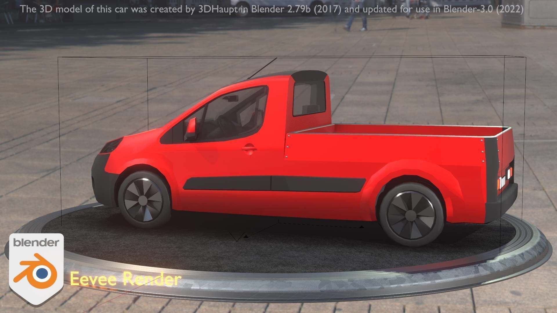 City Car 39 Utility Vehicles Van Pickup 1500 Type-D Red Low-poly 3D model_91