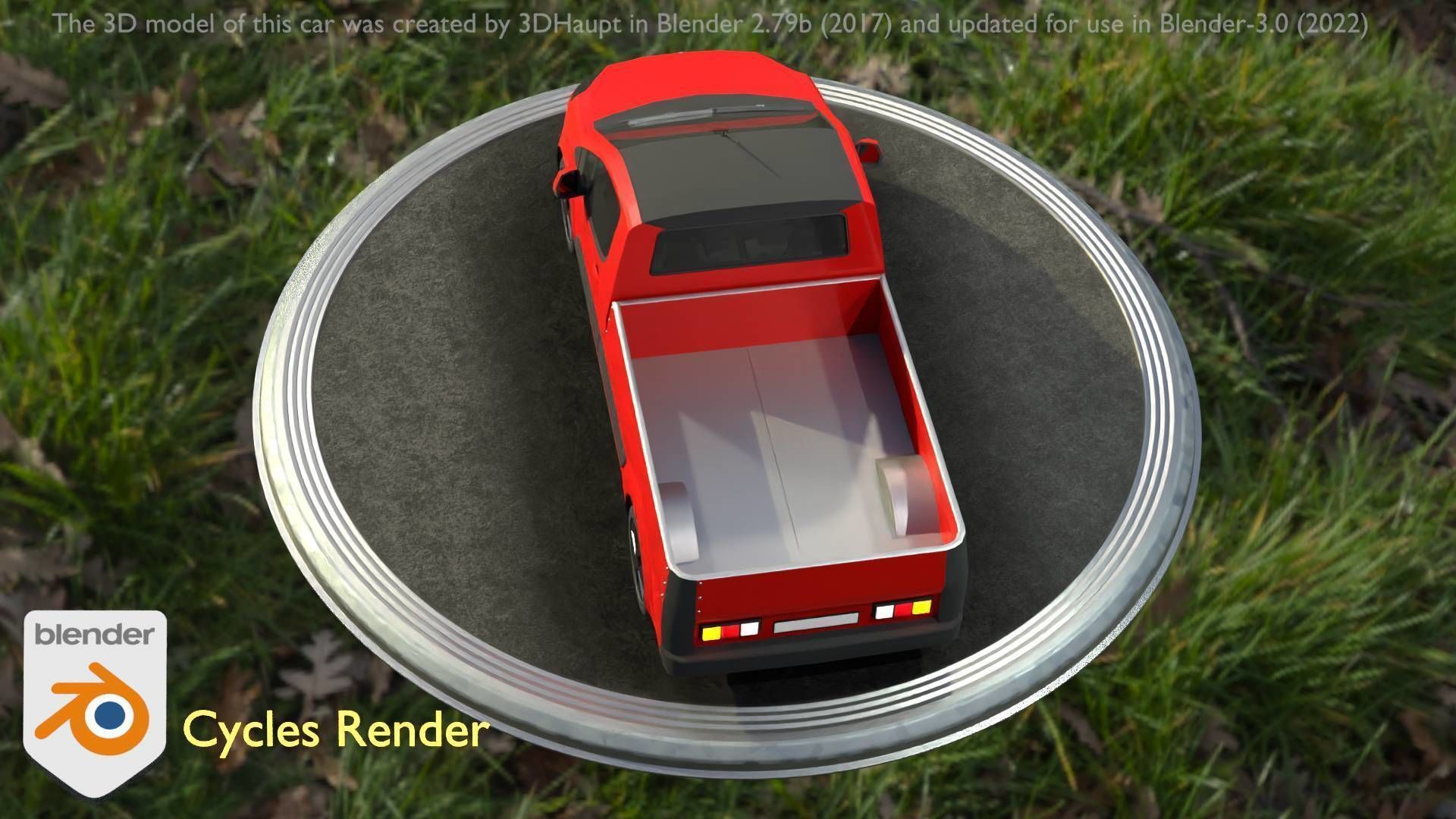 City Car 39 Utility Vehicles Van Pickup 1500 Type-D Red Low-poly 3D model_18